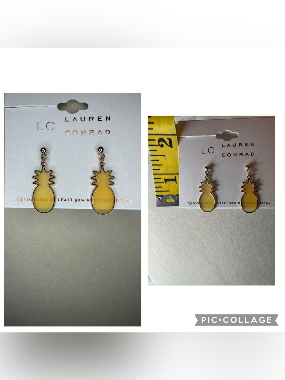 NWT LC Lauren Conrad Pineapple Drop Earrings - Yellow
